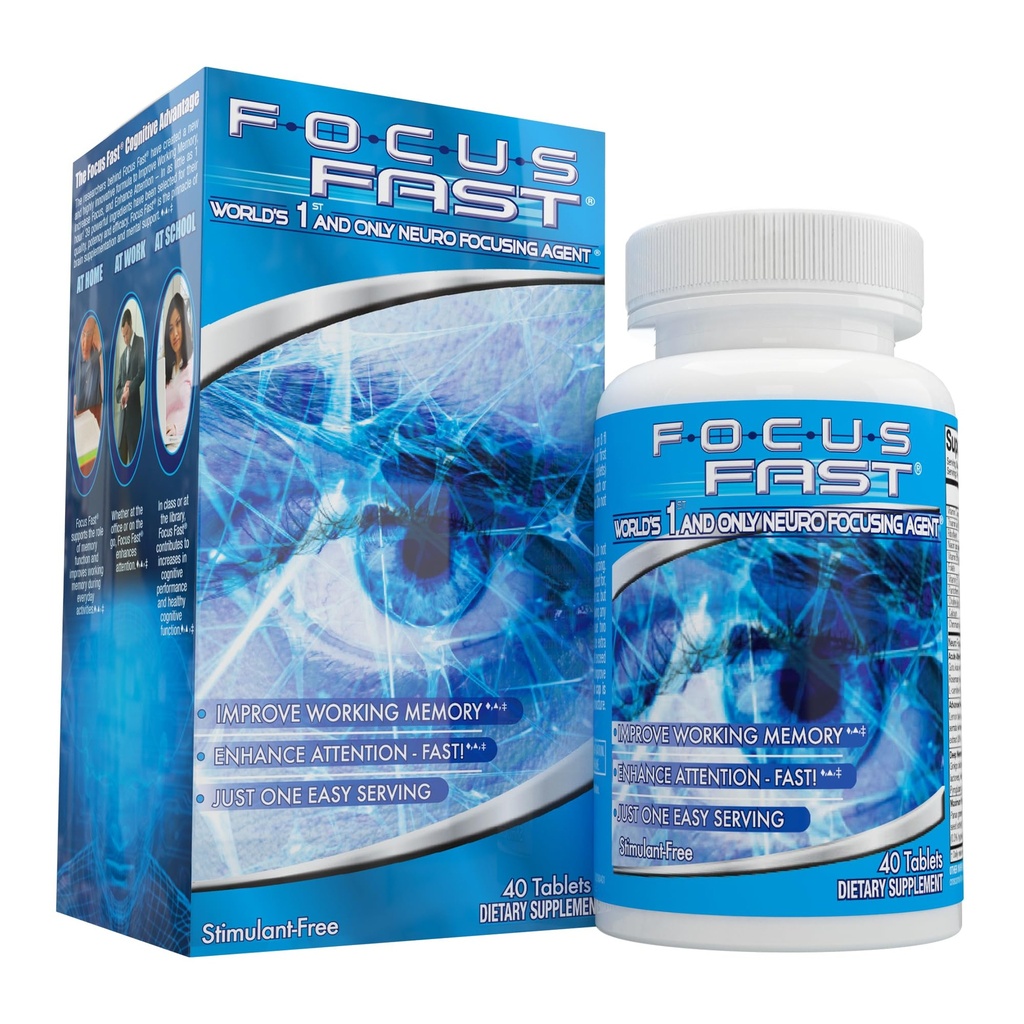 Focus Fast Brain Supplement - Verbeter het werkgeheugen, Verbeter Focus, Boost Cognition in zo weinig als 1 uur. Cafeïne/Sticulant Free Nootropic