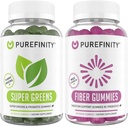 PUREFINITY Fiber + Super Greens Gummies Bundle (Inulin FOS Prebiotic Fiber Gummies + Super Greens Gummies – Super Greens quotidiens avec Spiruline, Alfalfa, Épinach, Brocoli, Beet Root, Acai)