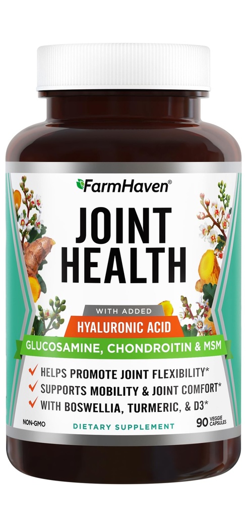 FarmHaven Glucosamine Chondroitin MSM met Boswellia, Kurkuma Toegevoegd Hyaluronzuur & Vitamine D3