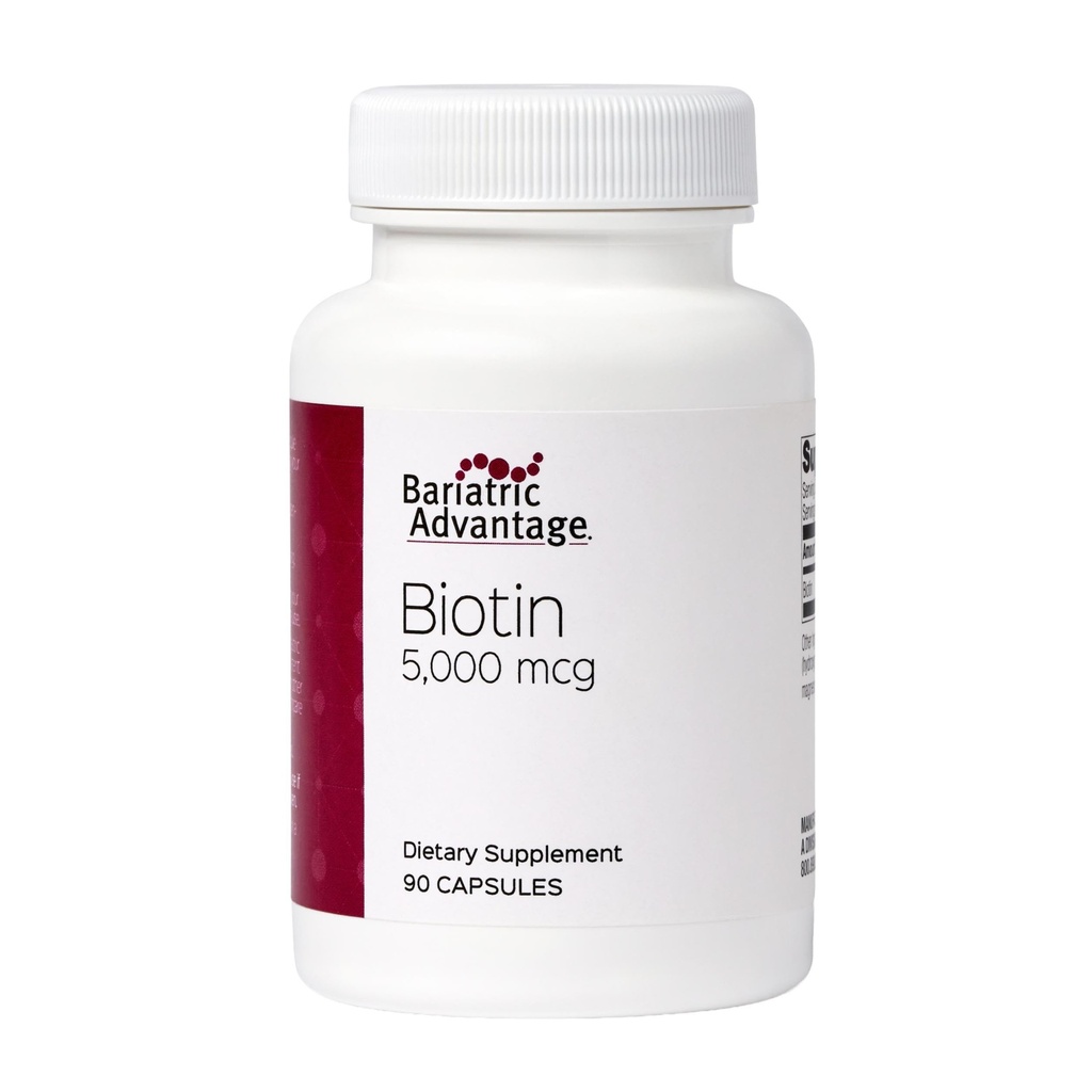 Avantage bariatrique Biotin 5 000 mcg - pour les patients en chirurgie bariatrique - Capsules Minis Easy-Digest - Supplément Biotin - Soutien des cheveux, de la peau et des ongles* - 90 Compte