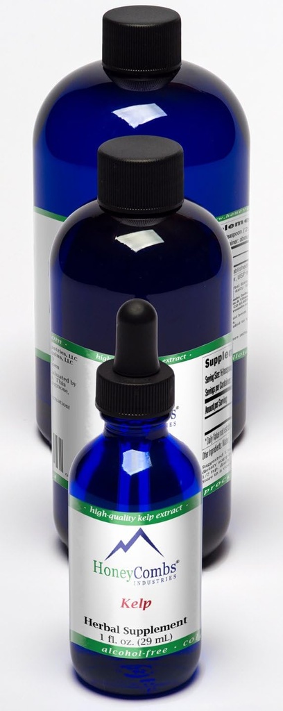 HoneyCombs 8oz. Kelp –Supports The Brain, Digestion, Glands, Hair, Heart and More– Alcohol-Free Liquid Extract