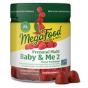 MegaFood Baby & Me 2 Vitamines prénatales pour les femmes Gommies à l'acide folique et Choline pour le développement du cerveau de bébé; Plus Fruit réel- Fruit rouge Arôme framboise - 60 Gommies (30 portions)