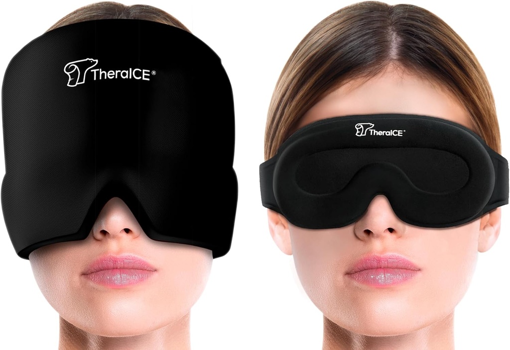 TheraICE Migraine Hoofdpijn Relief Cap, Hot & Cold Therapie Hat, Migraine Relief Cap, Cool Gel Head Wrap, Hoofdpijn Cap Ice Pack Mask + TheraICE Koelende Gel Relief Slaapmasker