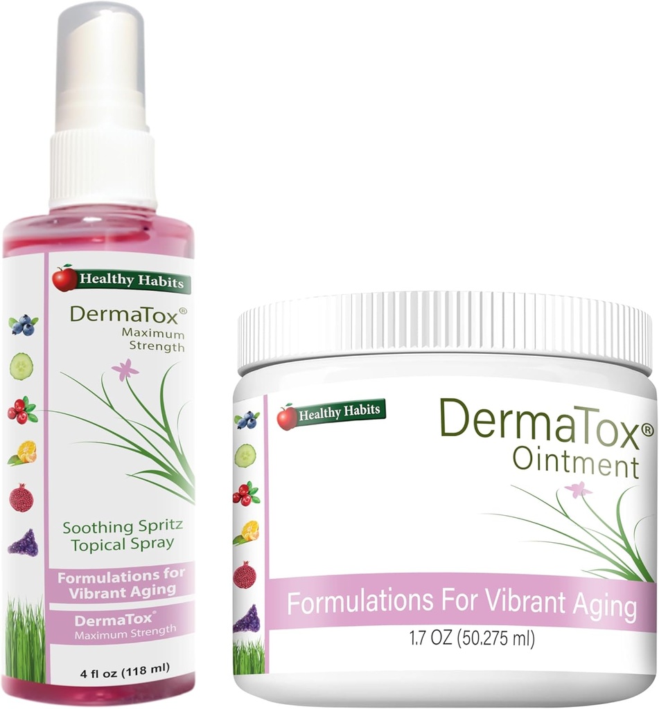 Habitudes saines DermaTox - 4oz Spray topique et 1,7oz Onguent - Nourrissement naturel, tout usage, sûr et efficace de la peau