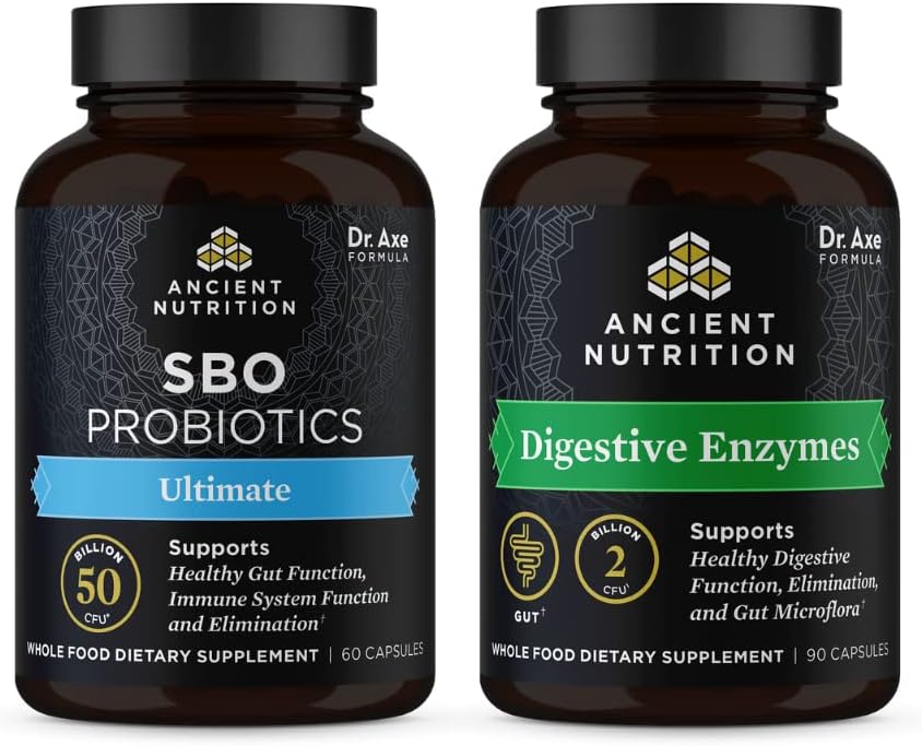 Oude Voeding SBO Probiotica Capsules, Ultimate, 60 Tel + Digestieve Enzymen Capsules, 90 Tellen
