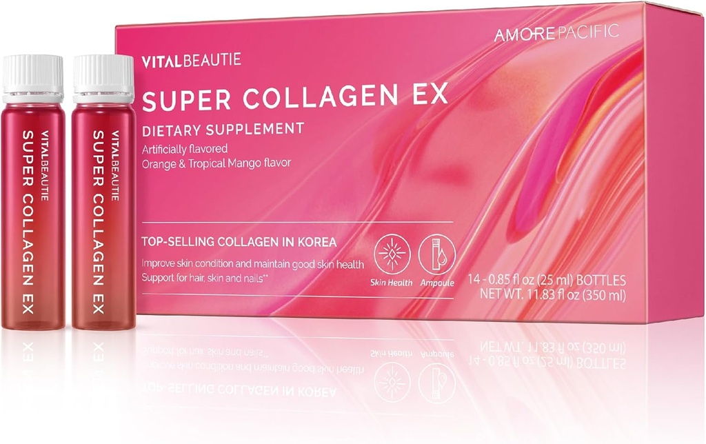 VITALBEAUTIE Super collagène EX (collagène marin liquid) contenant de la biotine, de la vitamine C, de l'acide hyaluronique, du L-glutathion par le soin de la peau coréen AMOREPACIFIC - 14 portions