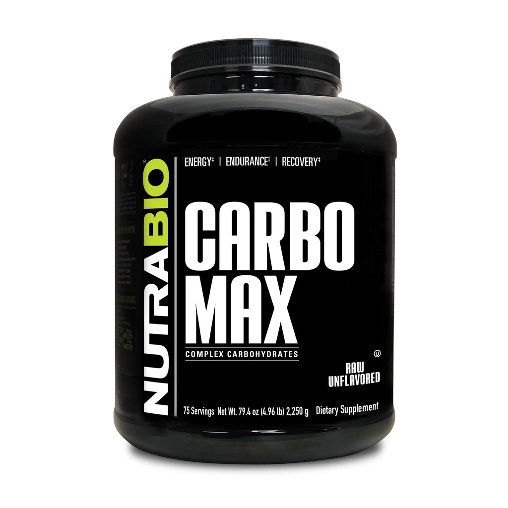 Poudre de maltodextrine NutraBio CarboMax - Poudre d'hydrate de carbone pour l'énergie durable - Calorie riche pour le muscle et le gain de poids - Non aromatisé - 5 livres, 75 portions