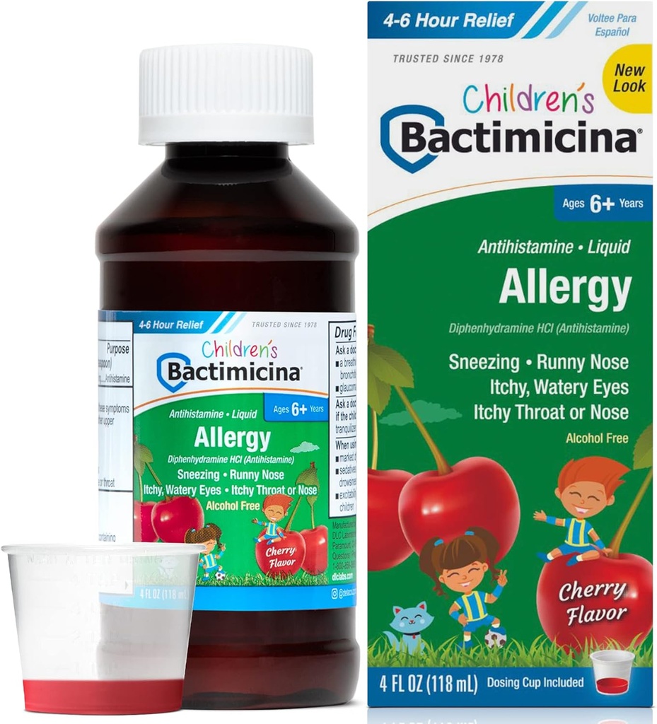 Bactimicina kinderen vloeibare - Kinderen Geneeskunde - Leeftijd 6 en ouder - Zoete kersen smaak - 4 Fl OZ
