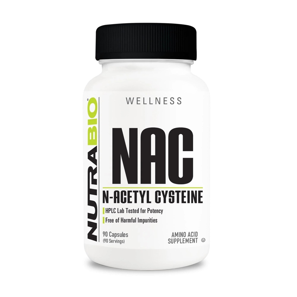 NutraBio N-Acetyl Cysteine Supplement (NAC) - 90 Capsules, 600mg Elke - Krachtige Anti-Oxidant - Immune Support - Boost Glutathion