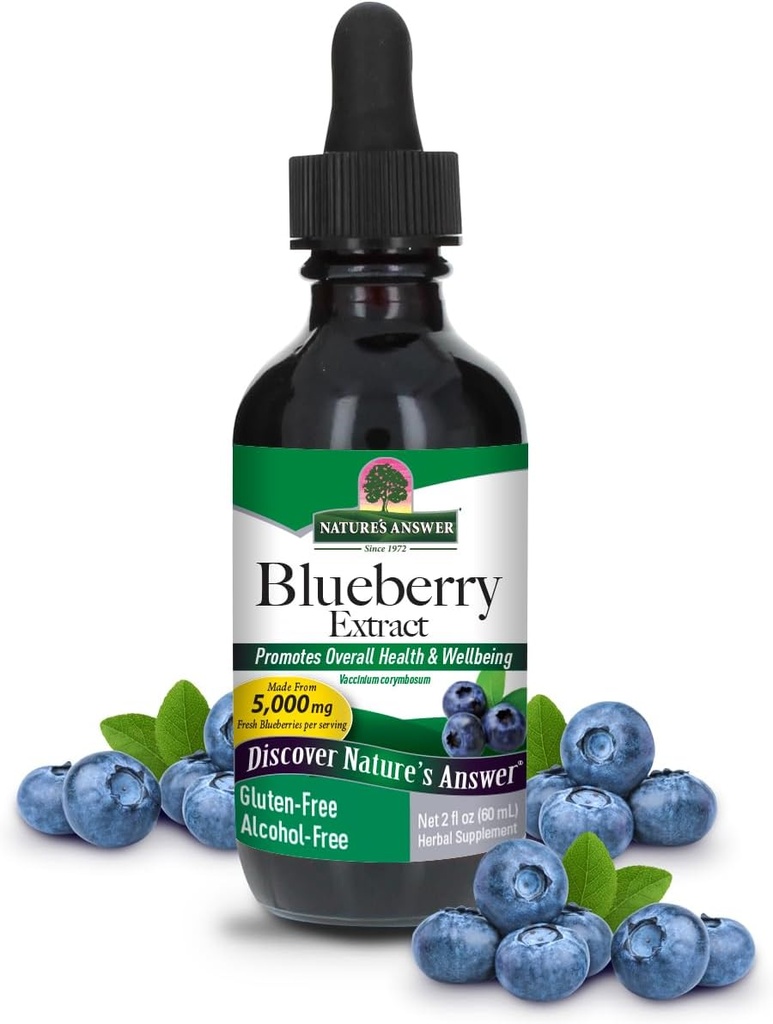 Natures Antwoorden Alcoholvrije Blueberry Fruit 1000mg 2oz Extract 