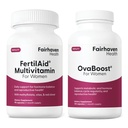 FertilAid voor vrouwen & Ovaboost Combo, vrouwelijke vruchtbaarheidssupplement & natuurlijke vruchtbaarheidsvitamine met Myo-Inositol, Vitex & vitamines ter ondersteuning van ovulatie, cyclusfrequentie & eikwaliteit, 1 maand aanbod
