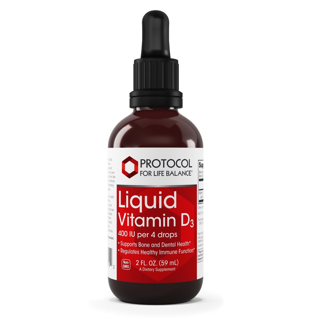PROTOCOL VOOR LEVENSBALANS - Liquid Vitamin D-3 - Ondersteunt Calcium Absorptie, Bot- en Tandgezondheid, en Immuunfunctie in Gemakkelijk toe te dienen druppels - 2 Fl oz (60 ml)
