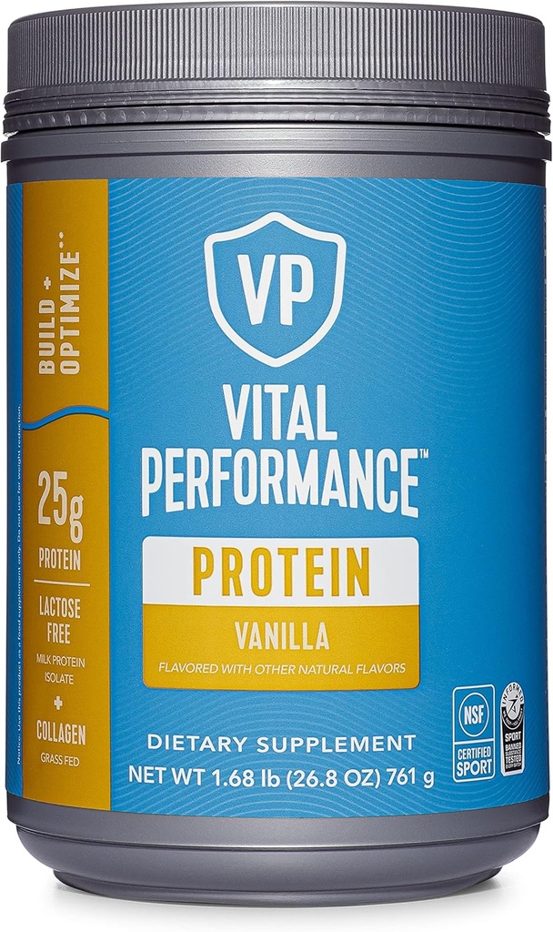 Protéines vitales Poudre de peptides de collagène - Vanille, Mélange de poudre de protéines, sans lactose, faite sans gluten, 1,68lb