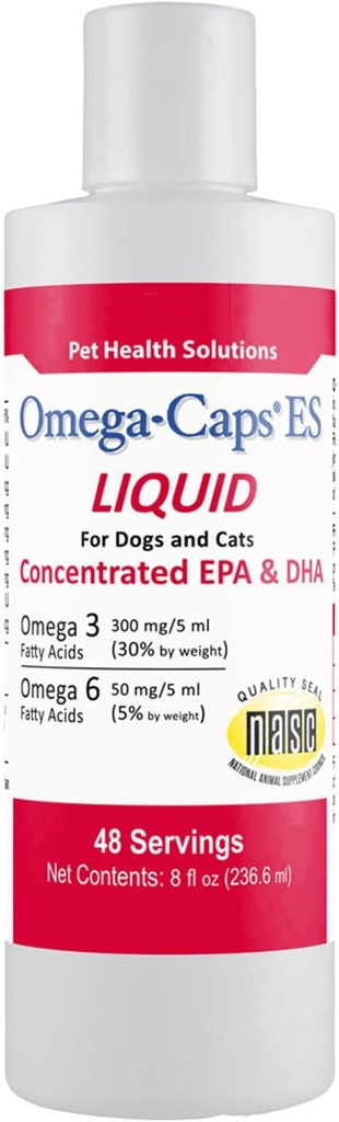 Liquide pour chiens et chats Acides gras oméga-3 et oméga-6 Concentrés EPA et DHA Supplément à l'huile de poisson Vet fabriqué aux États-Unis Coat de peau Joint et santé cardiaque 8 fl oz 48 portions
