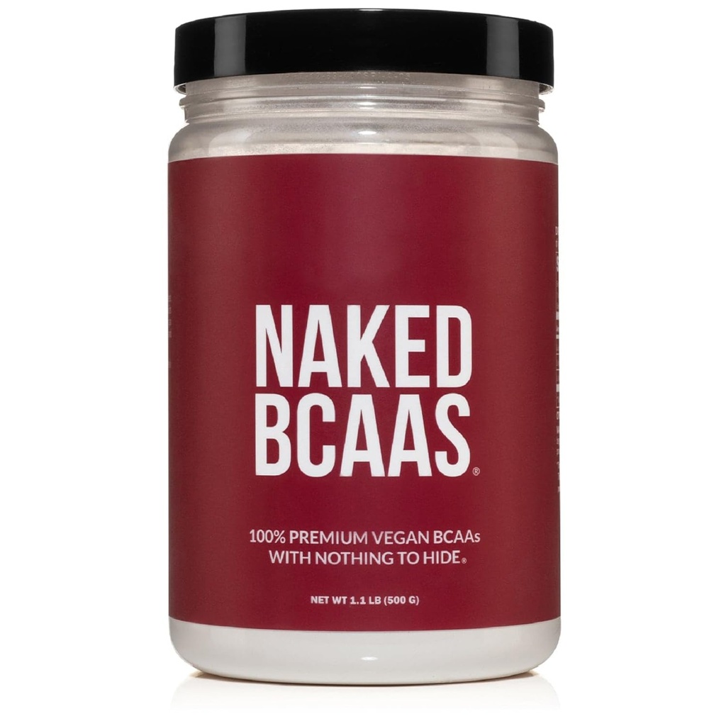 NAKED BCAAs Amino Acides Poudre, seulement 1 Ingrédient, Pure 2:1:1 Formule, Vegan non aromatisé chaîne ramifiée Acides aminés, Instantané tout naturel BCAA Supplément - 500 Grams, 100 portions