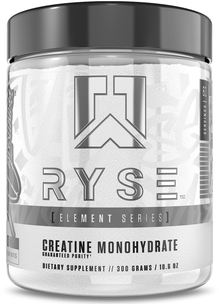 RYSE Poudre monohydratée de créatine - Non aromatisée - soutient les hommes et les femmes Lean croissance musculaire, la force, la puissance et l'endurance - aide à réduire la fatigue et améliorer la récupération d'entraînement - 60 portions
