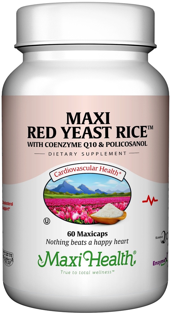 Maxi Health, Maxi Red Gist Rice Complex (600 Mg), 60 capsules