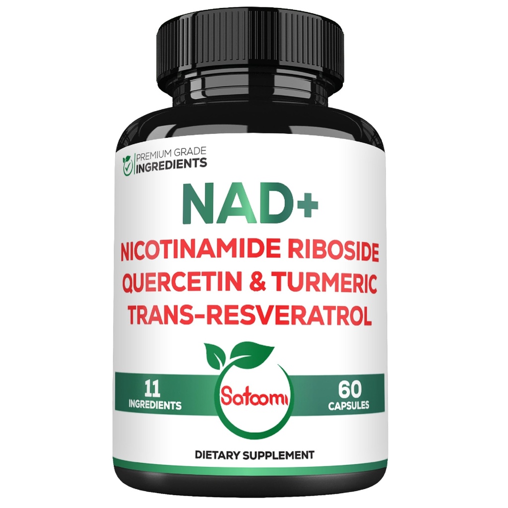 Satoomi NAD Supplement voor vrouwen - NAD Nicotinamide Riboside Resveratrol 900mg, Quercetin, Kurkuma, Astragalus, Ginseng, Vitamine D3, Vitamine C - 60 Tellen