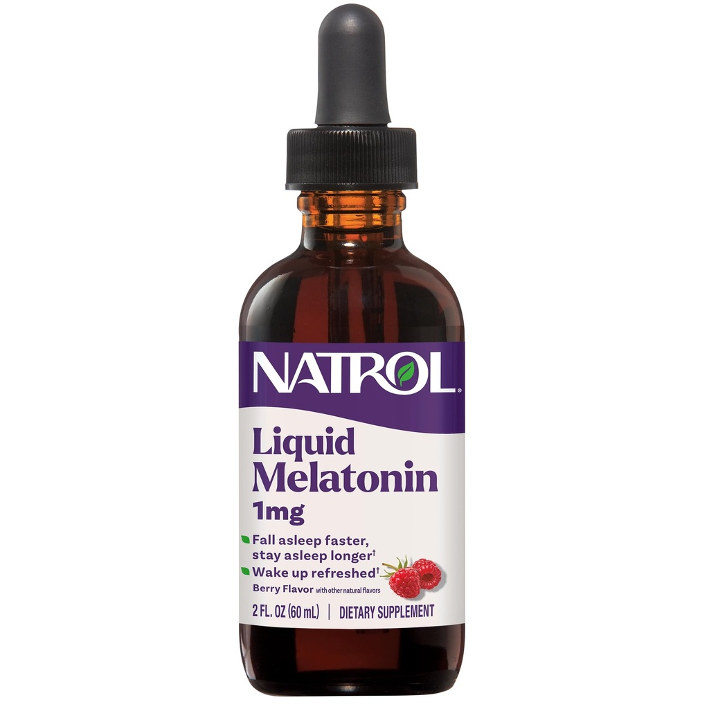 Natrol Liquid Melatonine 1 mg, Adult Melatonine Supplement om te vallen Slaap sneller en blijf langer slapen, Wake Up Refreshed, 2 FL OZ Berry-Flavored Liquid, 15 Servers