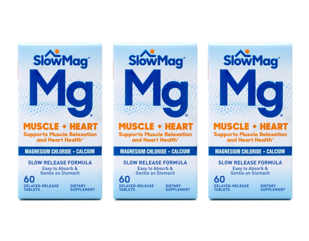 Slow Mag Magnesium Chloride and Calcium, 60 Tablets each (Value Pack of 3)