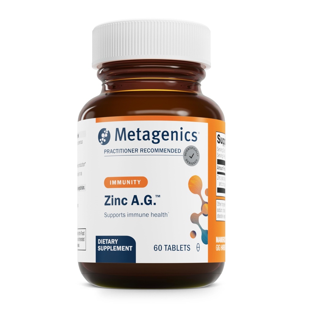 Metagenics Zink A.G. - Zeer absorberende zink met arginine en glycinechelaten - Ondersteunt de immuunfunctie, botgezondheid, huid- en energiemetabolisme - niet-GMO & Glutenvrije - 60 tabletten