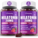 Melatonine Gummies 20mg voor volwassenen - Maximale sterkte Melatonine Gummies met L-Theanine, Magnesium, Omega-3, MSM, D3 & Zink - Non-Habit Forming, Vegan, Niet GGO, Natuurlijke gemengde Berry Flavor