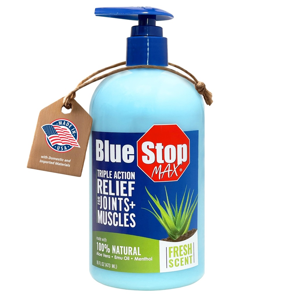 Blue Stop Max Massage Gel voor Body Aches, 16 oz Pump Bottle; 3 in 1 Product Verlicht Body Aches, Ondersteunt gewrichten en voedt de huid