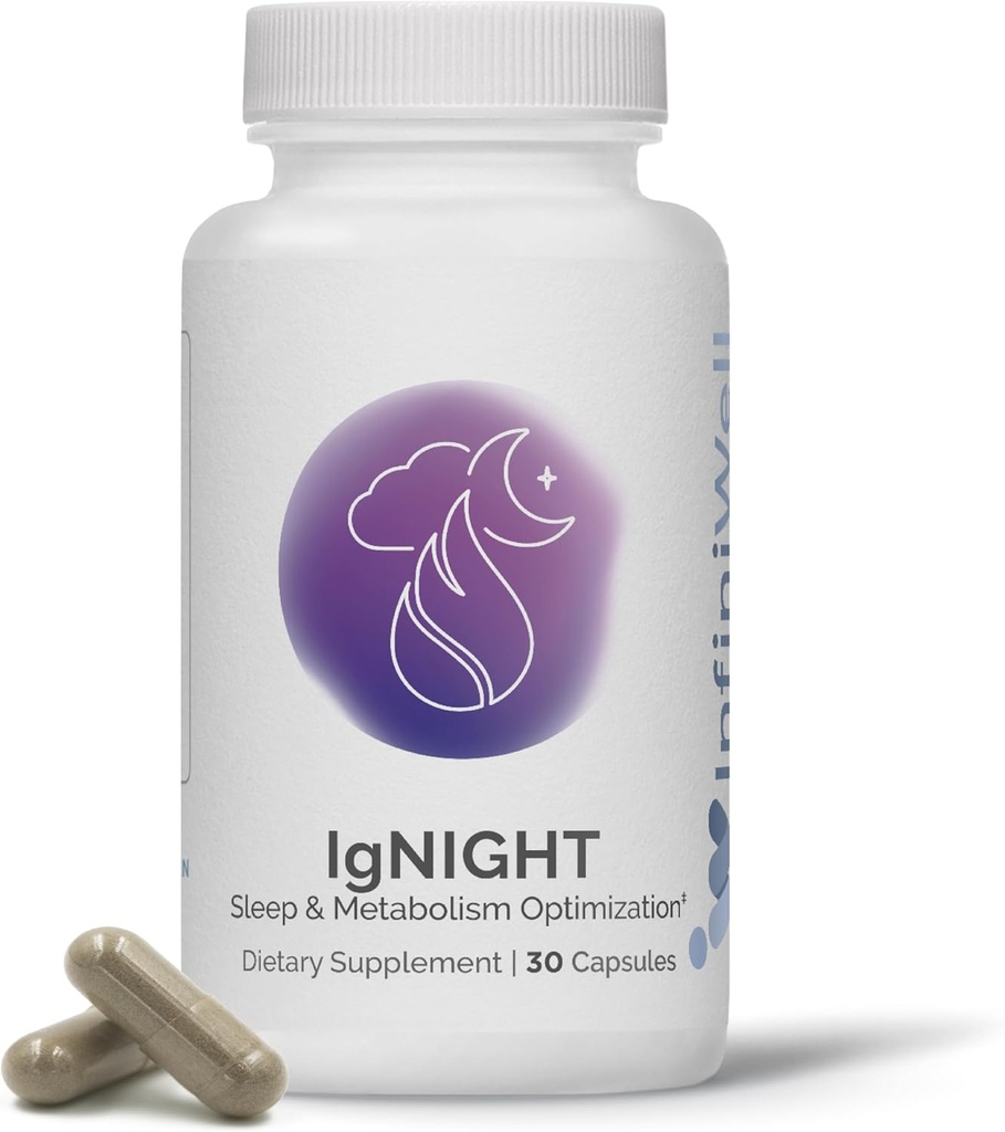 InfiniWell IgNIGHT - Valeriaan wortel & Ashwagandha slaaphulp met granen van het paradijs ter ondersteuning van metabolische gezondheid - bevorderen van gezonde metabolische functie terwijl u slaapt - (30 capsules)