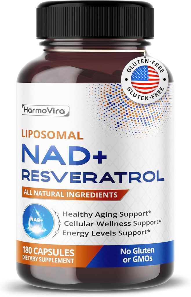 Liposomale NAD+ 600mg met Resveratrol 200mg voor Cellular Energy & Healthy Aging 180 Capsules