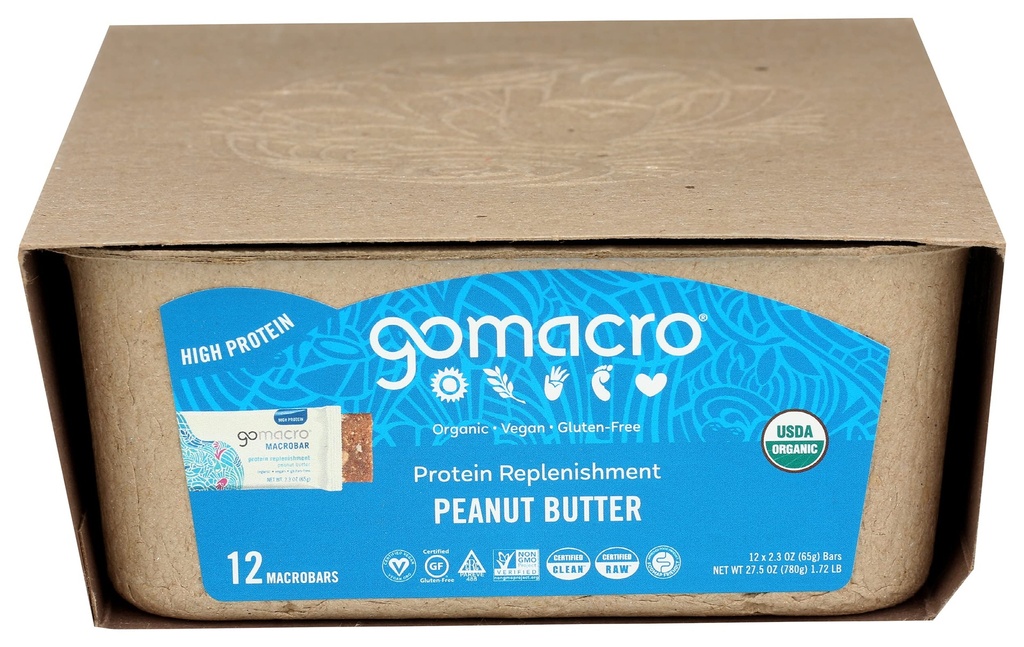 GoMacro MacroBar Biologische Vegan Protein Bars, Peanut Butter, 2.3 Ounce Bars (Pack van 12)