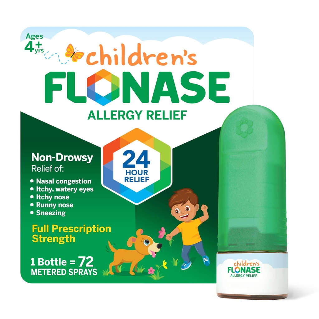 Flonase kinderen Allergie Relief Neusspray, 24-uurs Niet-Drowsy Multi-Symptoom Relief 72 Sprays