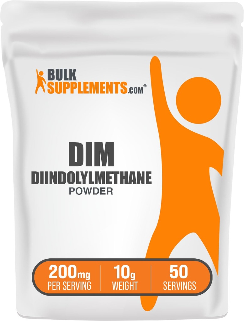 BulkSupplements.com DIM Powder - Diindolylmethaan Powder, DIM Supplement for Men & Women - Unflavored & Gluten Free, 200mg per Serving, 10g (Pack of 1)