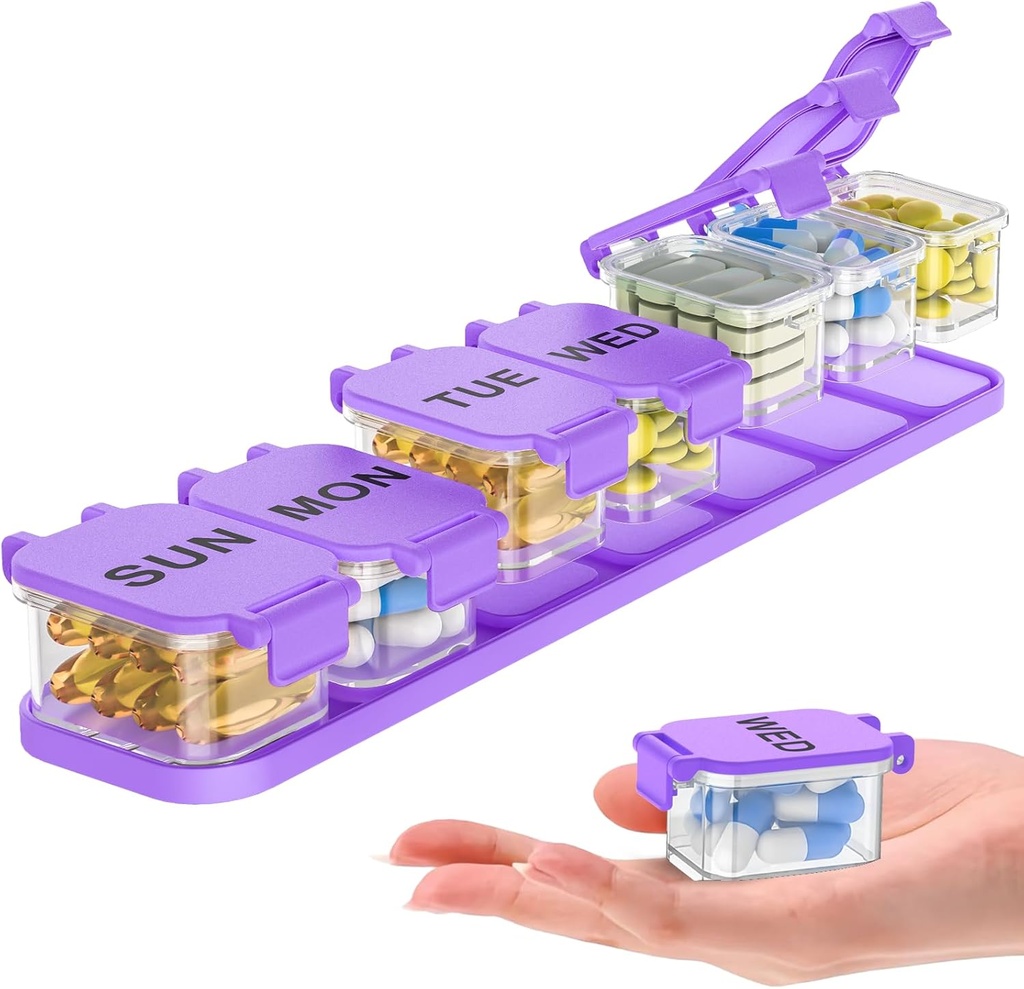 Extra grote Wekelijkse Pillen Organisator - Waterdichte 7 dagen pil Box, Portable Vitamine & Supplement Case, Gemakkelijk te openen ontwerp, Ideaal voor reizen en dagelijkse medicatie beheer