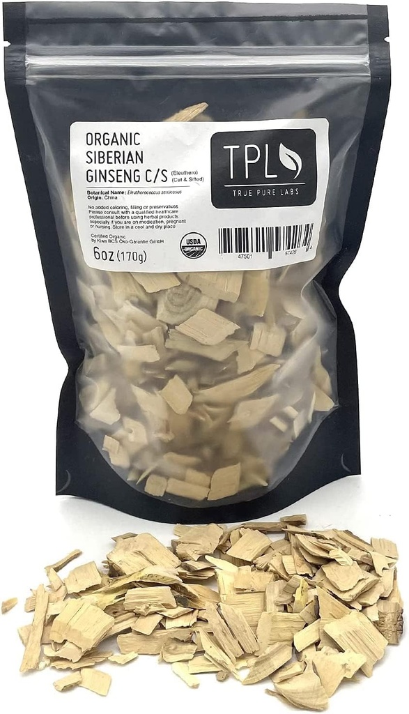 TPL Biologische Siberische Ginseng Eleuthero Wortel gedroogd C/S 6Oz Premium Kwaliteit. Gecertificeerd biologisch. Glutenvrij, niet GGO en veganistisch