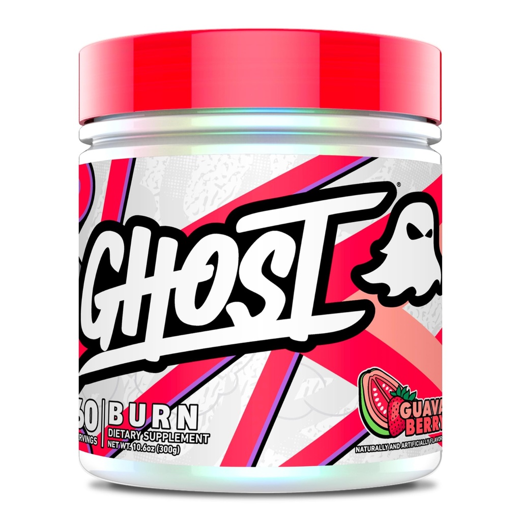 GHOST Burn Weight Management Powder, Guava Berry (60 portions) - Supplément de soutien au métabolisme et à l'énergie pour les hommes et les femmes - Caféine naturelle, L-Carnitine et L-Tyrosine - Gluten, Soy et sans sucre, végétalien