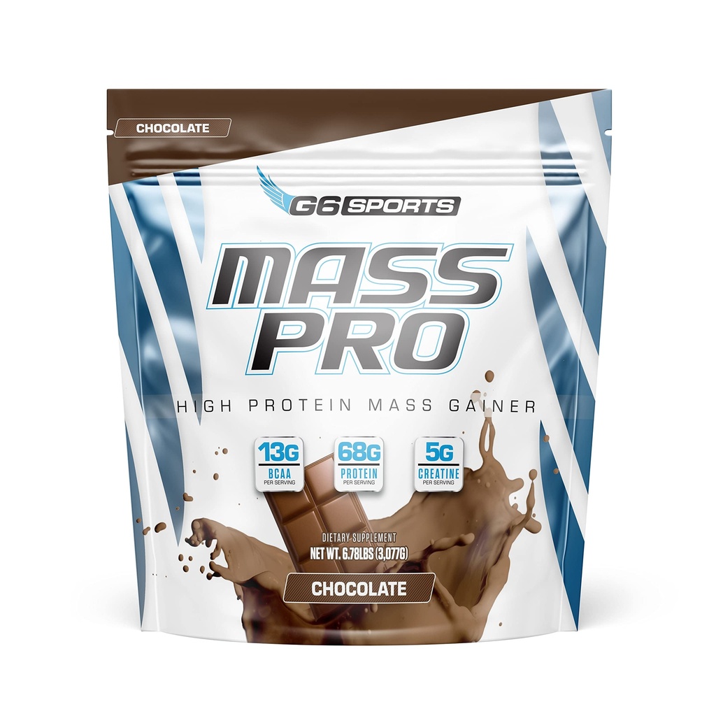 G6 Sports Nutrition Mass Pro High Protein Mass Gainer (64g Protein, Avocado Powder, Kokosoliepoeder, MCT Oil Powder)