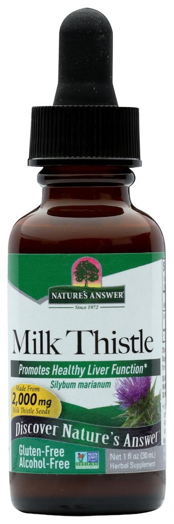 Het antwoord van de natuur Melkdistel Extract Bevordert gezonde leverfunctie Reiniging en ontgiftingssupplement Niet-GMO, Kosjer Gecertificeerd & Glutenvrije 1oz