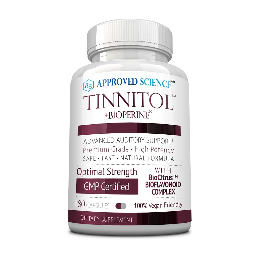 Goedgekeurde Wetenschap Tinnitol - Tinnitus Ondersteuning Supplement - Ease Ringing in The Ears - Boost Inner Ear Health - 1 fles - 3 maanden levering - Made in The USA