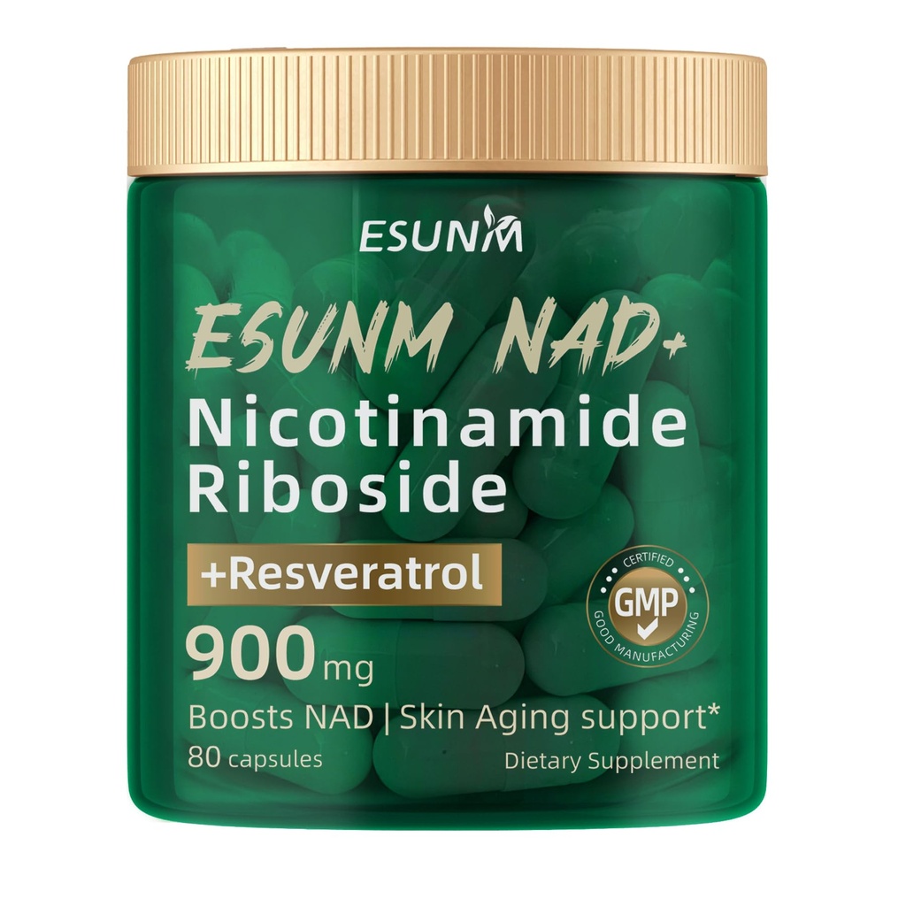 Nicotinamide Riboside 900mg, NMNH Supplement Resveratrol Voedingssupplementen, Supplement voor Anti-Aging, Energie, Focus - 80 Capsules