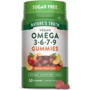 Nature's Truth Vegan Omega 3679 Gummies.com 50 Comte.com Pèche Flavor.com Supplément sans OGM et sans gluten