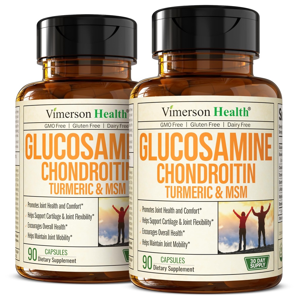 Glucosamine Chondroïtine MSM – Supplément de soutien conjoint pour les femmes et les hommes avec le sulfate de glucosamine 1500 mg, Chondroïtine et MSM – pour le cartilage, la santé articulaire et la flexibilité – 2 packs