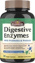 Digestieve enzymen Plus Probiotica & Prebiotica, 22 Digestieve enzymen met Amylase, Protease, Lactase & Meer, Maximale sterkte, voor gezonde spijsvertering, Veganistisch, Non-GMO, 30 capsules