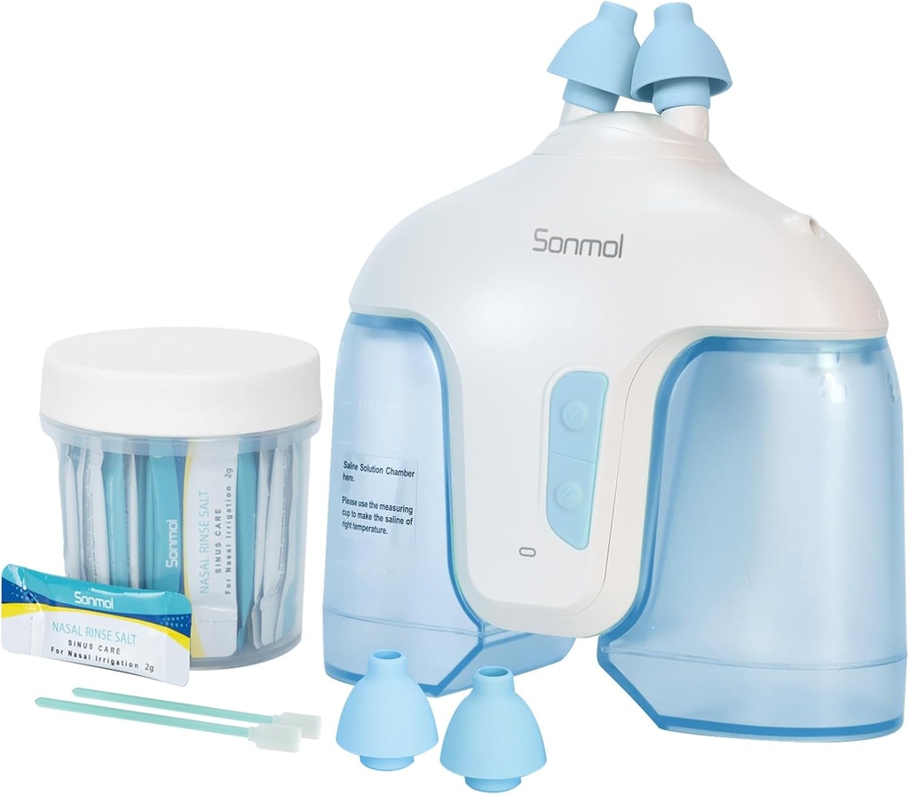 Neus Irrigatiesysteem met 50 zoutpakketten (blauw), Sinus Sinus Sinus Relief Machine, Neusreiniger voor Sinus Adult, Neus Washer Neus Sinus Relief Machine