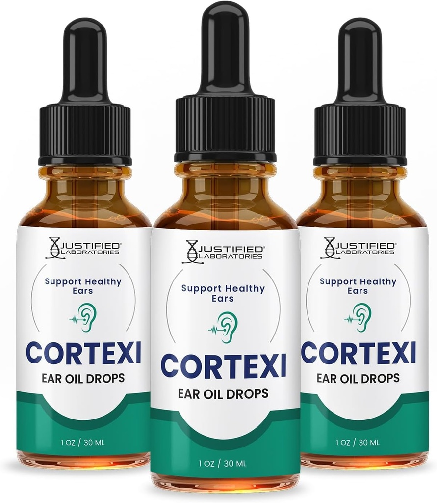 Laboratoires justifiés (3 pack Cortexi gouttes d'oreille Cortexi huile d'oreille saine soutient les oreilles saines mélange de prime des huiles essentielles 3 bouteilles