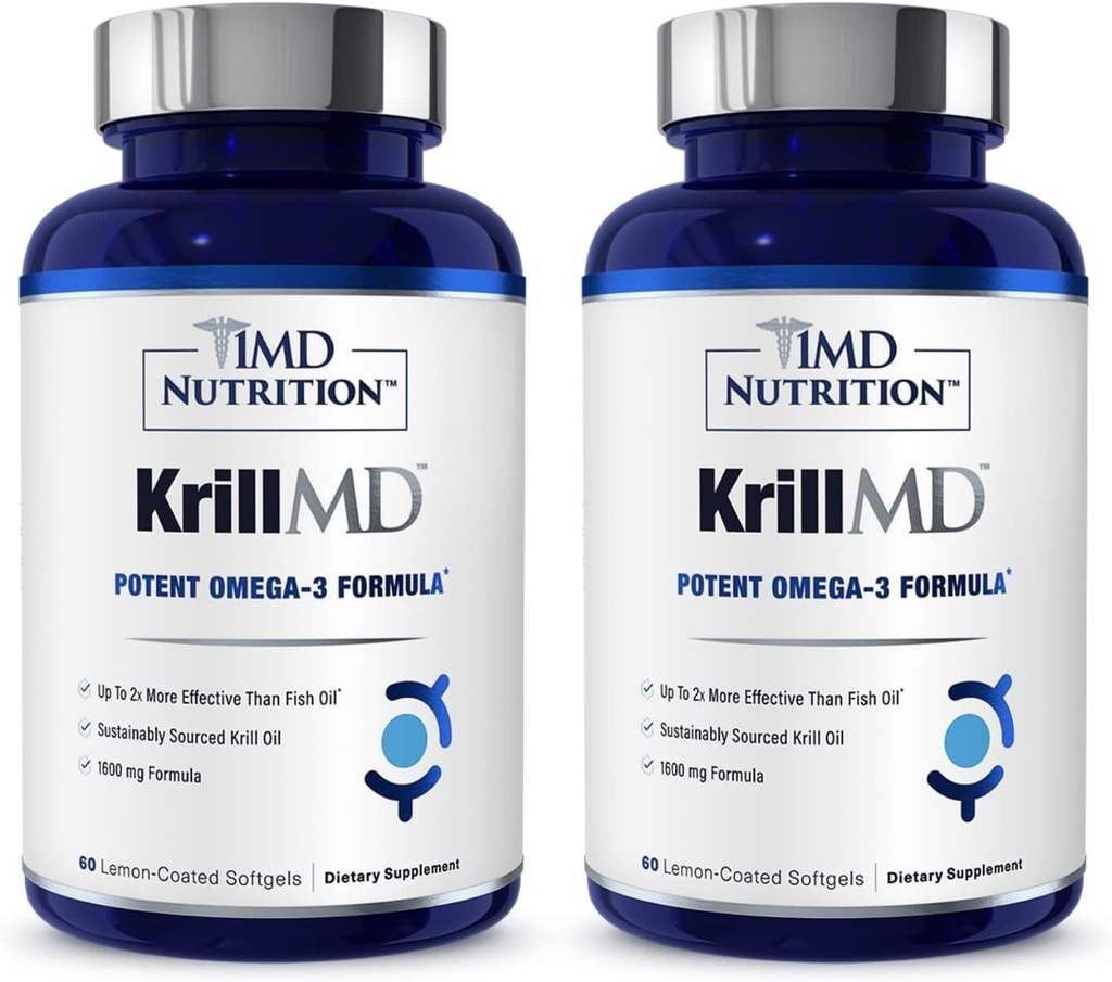 1MD Voeding KrillMD - Antarctische Krillolie Omega 3 Supplement met Astaxanthine, EPA, DHA 
