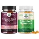 Ensemble de capsules de mannose D pour la santé urinaire des femmes à action rapide Super concentré de canneberge 90ct et à croquer de vitamine C Gummies pour adultes - halal vitamine C Gummies de soutien immunitaire