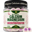 Plant-based Calcium Gummies 600mg met vitamine D3 K2, Magnesium, zink voor botsterkte, suikervrije calciumsupplementen voor vrouwen en mannen (gecertificeerd veganistisch) van duurzaam biologische rode algen - 60 Counts