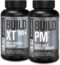 Jacked Factory Build-XT 50+ Daily Muscle Builder (90 capsules) & Build PM Night Time Muscle Builder & Sleep Aid (60 capsules) pour la croissance musculaire, la vitalité et la récupération