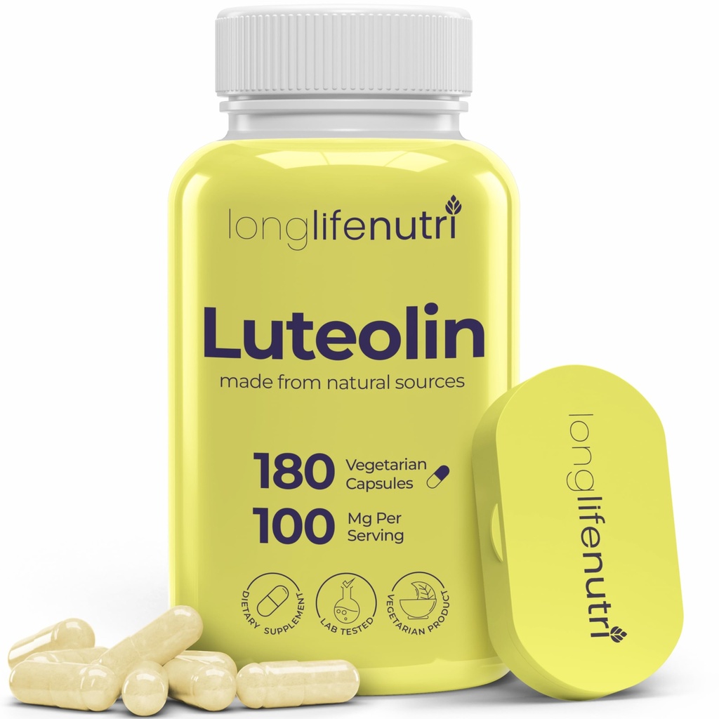 Luteoline Supplement 200mg - 180 Vegetarische Capsules, 3-maand levering - Versterken Cognitieve functie en algemene gezondheid - Lab getest, Made in USA, 2 Serving Size