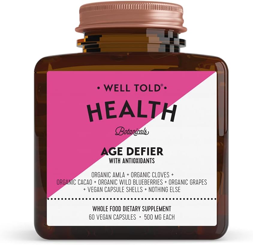 Anti-Aging Skin Support Supplement - Well Told Health Age Defier met biologische Amla, Cacao en Resveratrol van biologische druiven - Non-GMO + Vegan (60 capsules)